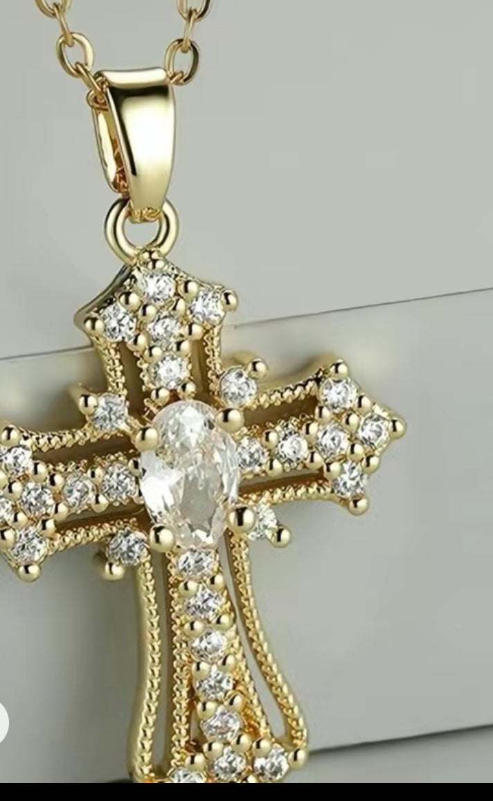 Style Cross Stainless Steel Gold Cute Necklace -mini