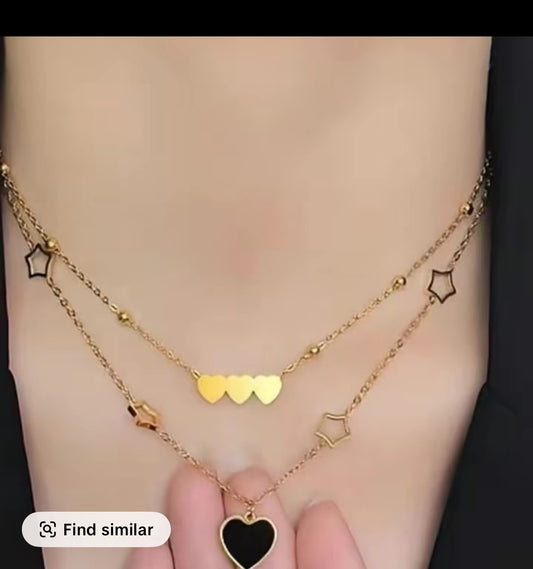 Geometric Set Titanium Gold and Black Heart