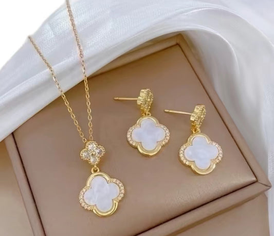 Copper Minimalist Set Plating Inlay Rhombus Bow Knot Zircon Jewelry